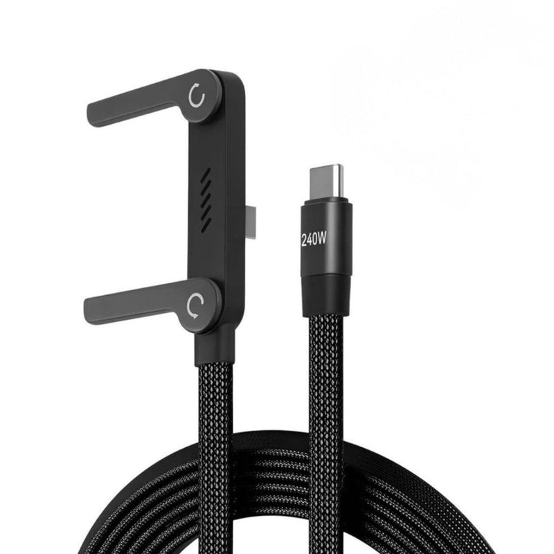 240W Ultra-Fast Type-C Charging Cable with Foldable Phone Stand
